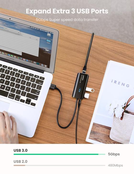 Hub USB con puerto Ethernet Gigabit